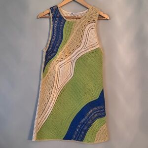 Zara Blue and Green Knit Mini Dress